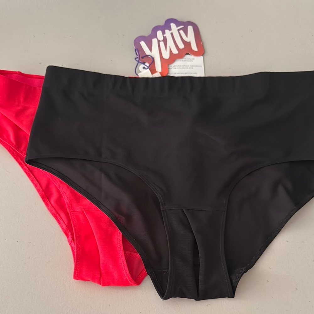 Yitty Black and Hot Pink Crotchless Hipster Briefs